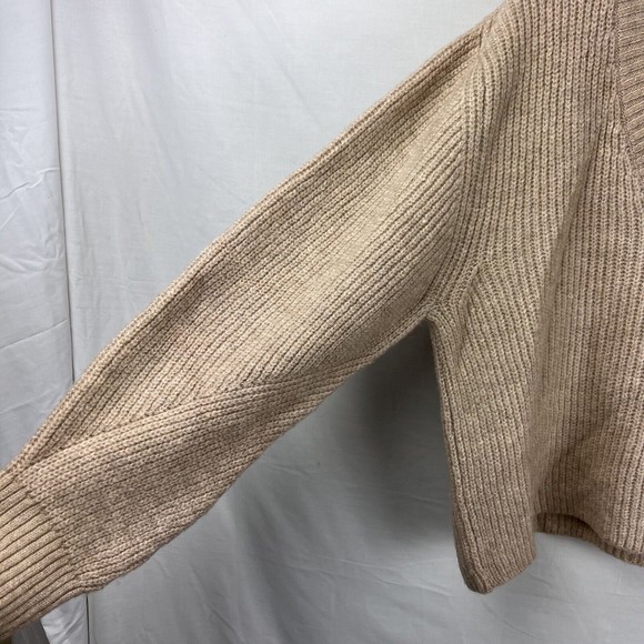 TopShop Women’s Beige Knit V Neck Sweater Balloon Sleeves Size 12 - Picture 2 of 9